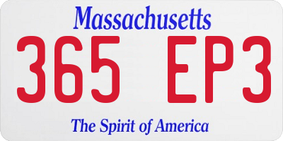 MA license plate 365EP3