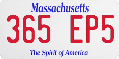 MA license plate 365EP5