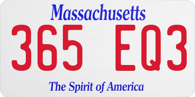 MA license plate 365EQ3