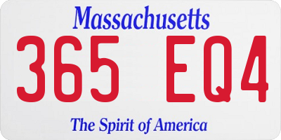 MA license plate 365EQ4