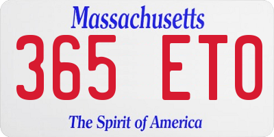 MA license plate 365ET0