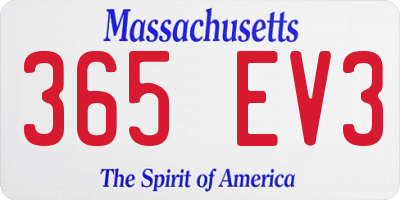 MA license plate 365EV3