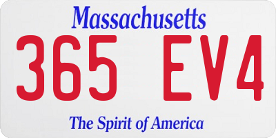 MA license plate 365EV4