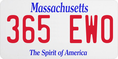 MA license plate 365EW0