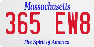 MA license plate 365EW8