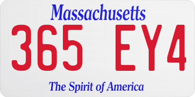 MA license plate 365EY4