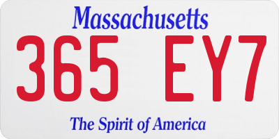 MA license plate 365EY7