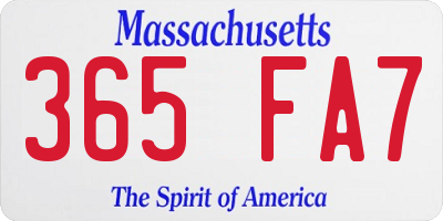 MA license plate 365FA7