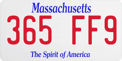 MA license plate 365FF9