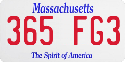 MA license plate 365FG3