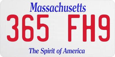MA license plate 365FH9