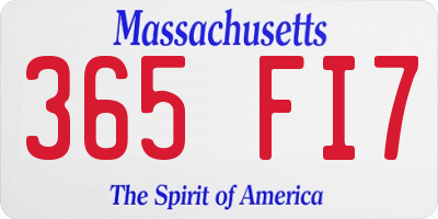 MA license plate 365FI7