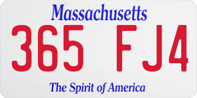 MA license plate 365FJ4