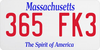 MA license plate 365FK3