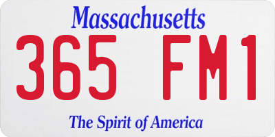 MA license plate 365FM1