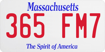 MA license plate 365FM7