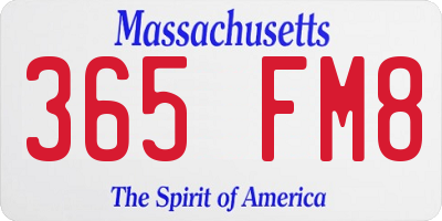 MA license plate 365FM8