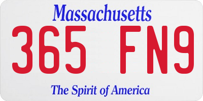 MA license plate 365FN9