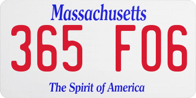 MA license plate 365FO6