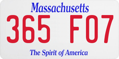 MA license plate 365FO7