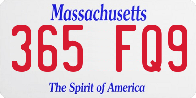 MA license plate 365FQ9