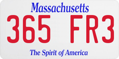 MA license plate 365FR3