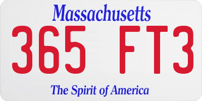 MA license plate 365FT3