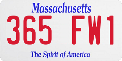MA license plate 365FW1