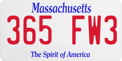 MA license plate 365FW3