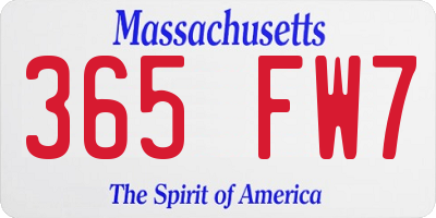 MA license plate 365FW7