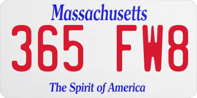 MA license plate 365FW8