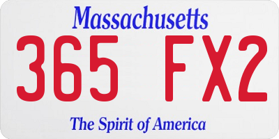 MA license plate 365FX2