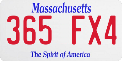 MA license plate 365FX4