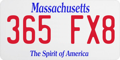 MA license plate 365FX8