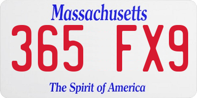MA license plate 365FX9