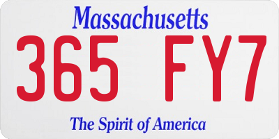 MA license plate 365FY7