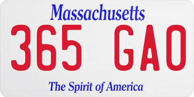 MA license plate 365GA0