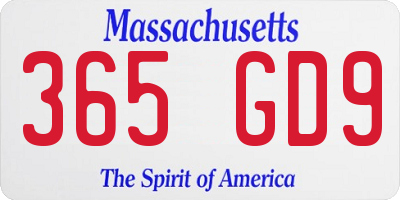 MA license plate 365GD9