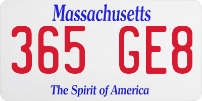 MA license plate 365GE8