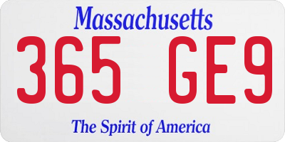 MA license plate 365GE9