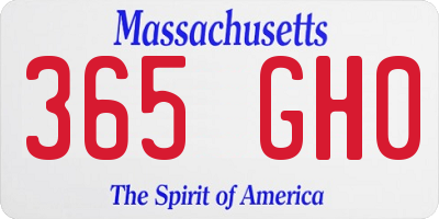 MA license plate 365GH0