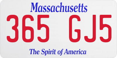 MA license plate 365GJ5