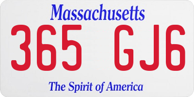 MA license plate 365GJ6