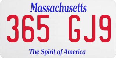 MA license plate 365GJ9
