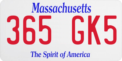 MA license plate 365GK5