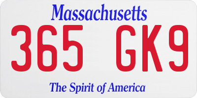 MA license plate 365GK9