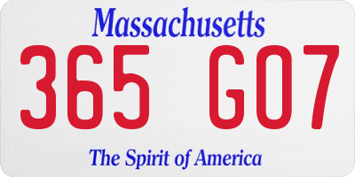 MA license plate 365GO7