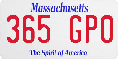 MA license plate 365GP0