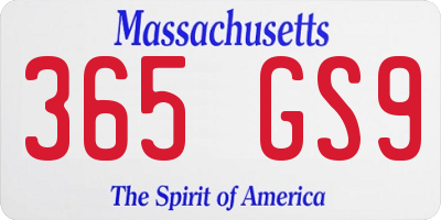 MA license plate 365GS9