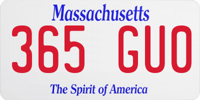 MA license plate 365GU0